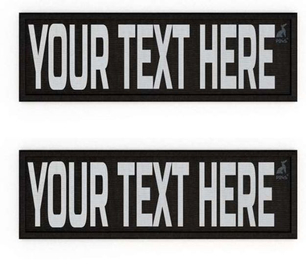 Velcro sticker with Vynil text on embroidered black base